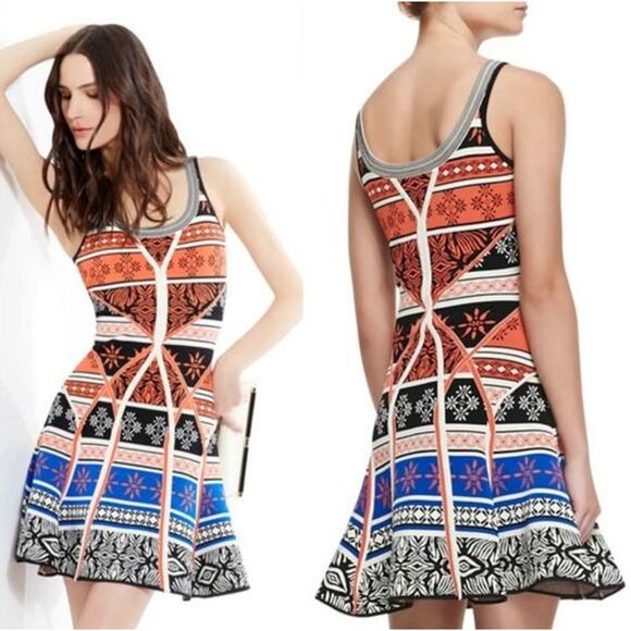 Diane Von Furstenberg Ilsa Sleeveless Fit and Flare Knit Dress Mini Geo Print - Picture 16 of 16